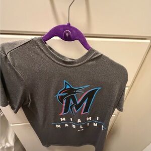 Majestic Miami Marlins Gray Kids T-Shirt